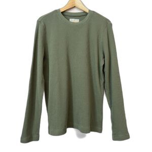 Everlane The Waffle Long Sleeve Crew Shirt Mens Medium Kalamata Green Cabincore